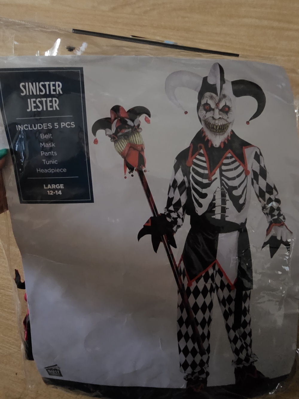 Sinister Jester Kids Costume - Black, White & Red